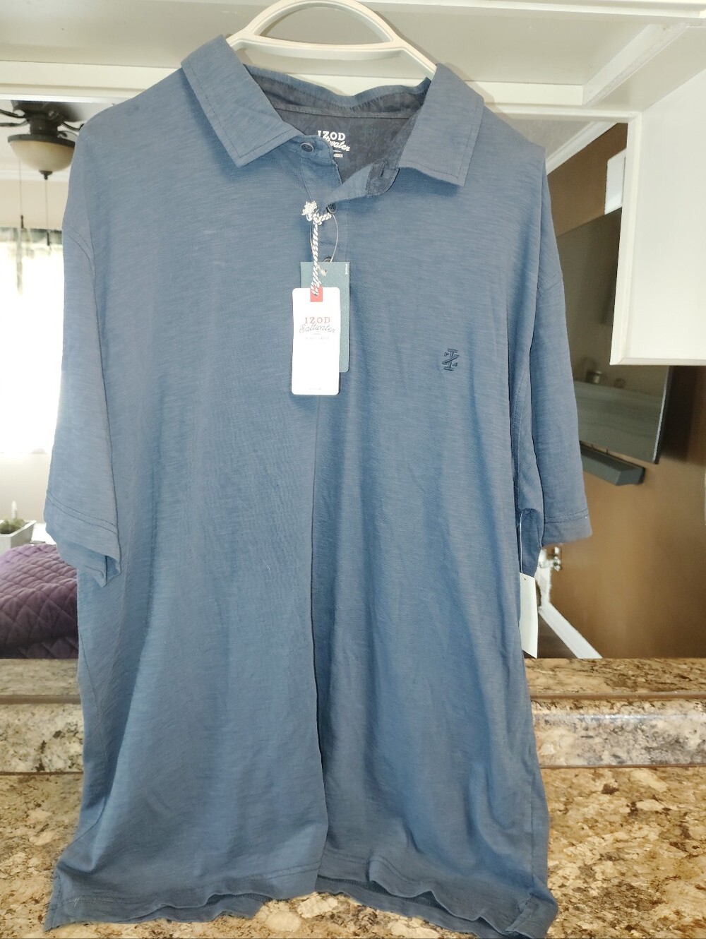 Nwt Men's Xl Izod Slate Blue Men's Short-Sleeve Polo - Picture 1 of 6